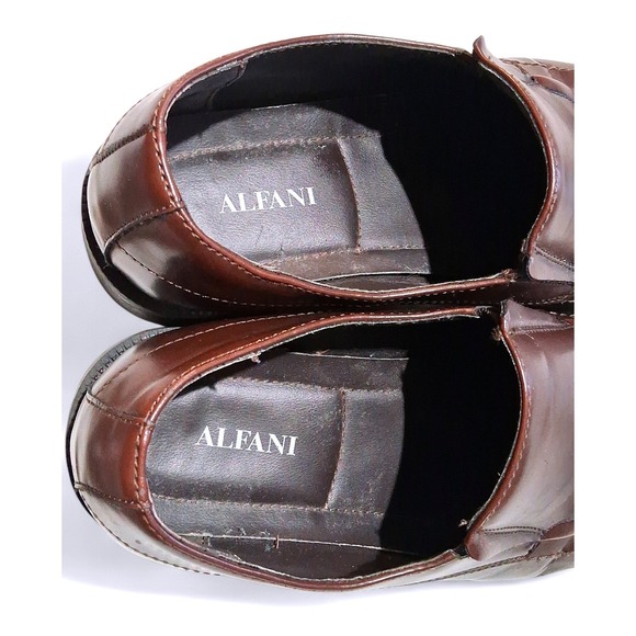 Alfani Mens Brown Square Toe Slip On Dress Shoes Size 10M All Man Made - Picture 8 of 9